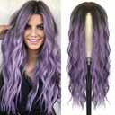 Cosplay Long Ombre Purple Wig 28 Inch Middle Part Synthetic Wigs for Women