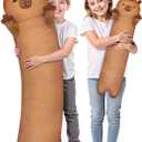 Mewaii Long Capybara Body Pillow Plush 5 Sizes, 120% Extra Filling Giant Plushness Kids Body Pillow, Kawaii Cute Capybara Capibara Stuffed Animals Plushies, Big Long Body Pillow Gift for Girls 20