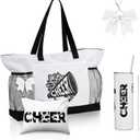 Patelai 4 Pcs Cheerleader Gifts Set Cheer Tote Bag 20 oz Tumbler Women Makeup Bag Keychain Stuff Accessories for Cheerleader