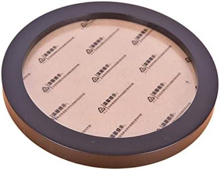EIFINE 7-12 Inch Round Wooden Photo Frame Solid Color Wall Hanging Photo Frame Metal Snap DIY Decor for Living Room (Black, Size : 12inch)