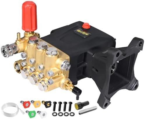 TOOLCY Pressure Washer Pump Max 4400 PSI 4.2 GPM, 1" Shaft Horizontal Gas Power Washer Pump Replacement, Direct Drive Triplex Plunger Replacement Pump with Pressure Adjustment Unloader, 5 Nozzle Tips