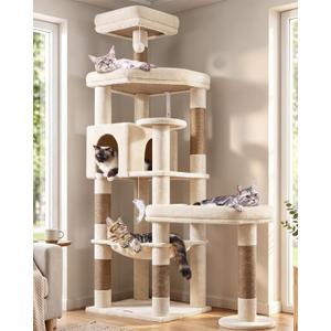 Globlazer 65in Sturdy Cat Tree Tower for Indoor Large Cats, S65, Beige