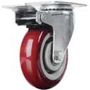 Finnhomy 4 Inch Caster Wheels Set of 4 with Brake Heavy Duty Plate Swivel Casters Premium Polyurethane Wheels PU Load Bearing 2,600 Lbs Lockable Anti-wear Smooth Casters Red (Free Screws)