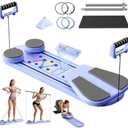 Pilates Board - 7 in 1 Pilates Reformer Set, Multifunctional Abdominal Pilates Board for Home Workout Equipment, Portable Foldable Pilates Exercise Machine，Double Elastic Band Pilates Reformer Board