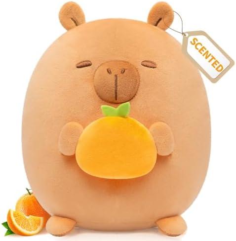 Caaaat Scented Stuffed Animal, Cute Capybara Scented Plush with 2 Fresh Orange Scented Microbeads, Squishy Plushies Hugging Plush Decor Pillow for Boys & Girls