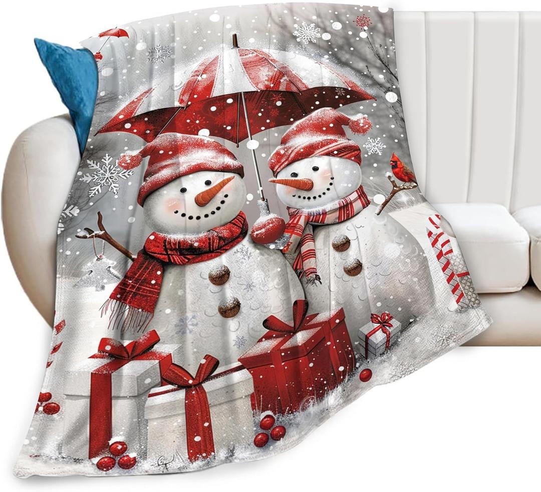 Snowman Blanket Snowman Throw Blanket Snowman Gifts and Decor Christmas Blanket for Girls Women Boys Men Soft Warm Cozy Fleece Blanket for Couch Sofa Bed 50"x40"