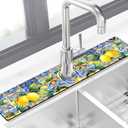 Kitchen Sink Splash Guard Faucet Mat Super Absorbent Fast Drying Mat Sink Gadgets Splash Guard Behind Faucet Drip Catcher for Kitchen (Lemon, 23.5x5.5in)