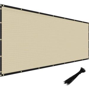 Windscreen4less Privacy Fence Screen Heavy Duty Windscreen Fencing Mesh Fabric Shade Net Cover with Brass Grommtes for Outdoor Wall Garden Yard Pool Deck, 6'x50' Beige