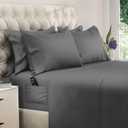 DREAMCARE King Size Sheets Set 6 pcs Cooling Bed Sheets up to 15 Deep Pocket King Sheet Set 2500 Supreme Collection Extra Soft 100% Brushed Microfiber Hotel Luxury with Side Pocket L Dark Gray