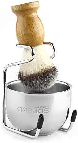 Anbbas 4in1 Badger Hair Shaving Brush Set, with Goat Milk Soap Refill,Stainless Steel Stand Holder and Soap Bowl,Perfect for Men Gift Baber Style Wet Shave