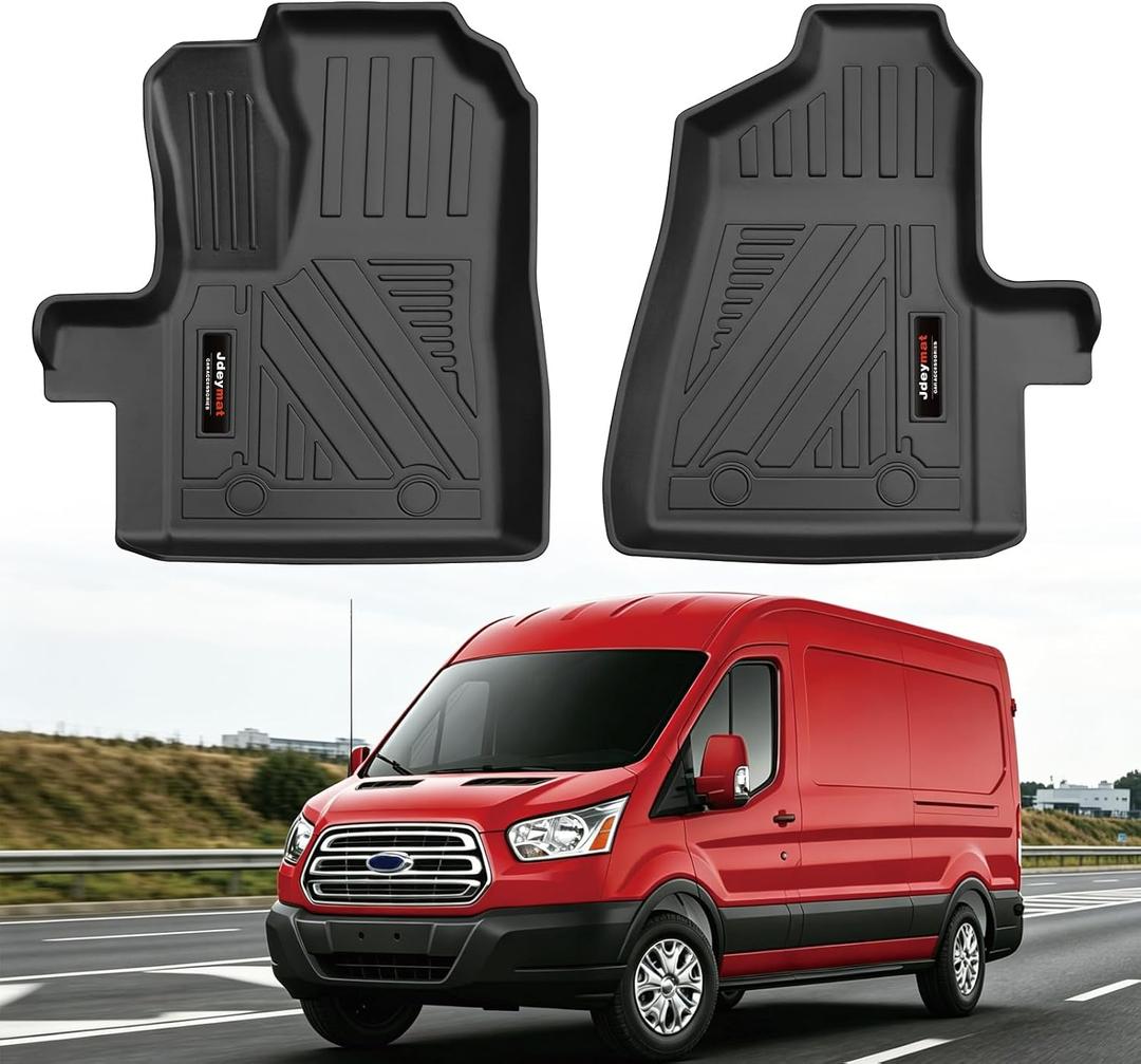Custom Fit for 2015-2019 Ford Transit 150/250/350 Floor Mats Front Liner 2 Pcs TPE All Weather Accessories (No Transit Connect) (for 2015-2019 Ford Transit)