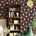 3 x Dimoon Wallpaper 236"x17.3"Peel and Stick Geometric Contact Paper Vintage Dark Red Beige Wall Paper Removable Square Waterproof Self Adhesive Wall Covering for Bedroom Shelf Liner Decal Vinyl Roll