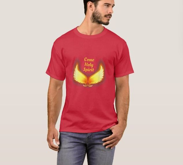 Pentecost Doves Tongues of Fire Flame Come Holy Spirit T-Shirt, L