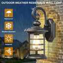 Outdoor Sconce Lights, Outdoor Wall Light Fixtures, Waterproof Exterior Lighting Fixtures with Clear Glass Shade, Outside Wall Lights for House, Garager (13.5inch,Bulb Not Included) (Black3)