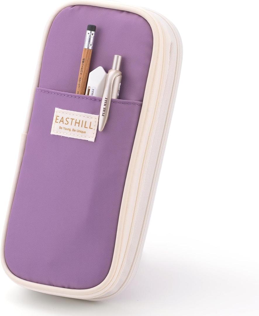 EASTHILL Big Capacity Pencil Case Large Pencil Pouch Stationery Pen Bag for Teen Girls-Purple