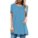 Women's Casual Summer Tunic Tops Short Sleeve Loose Fit Shirts for Leggings