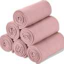 Fleece Throw Blanket Set Bulk for Travel Kids Outdoor Wedding Pet (Pink, Pack of 6 50x60 Inches)