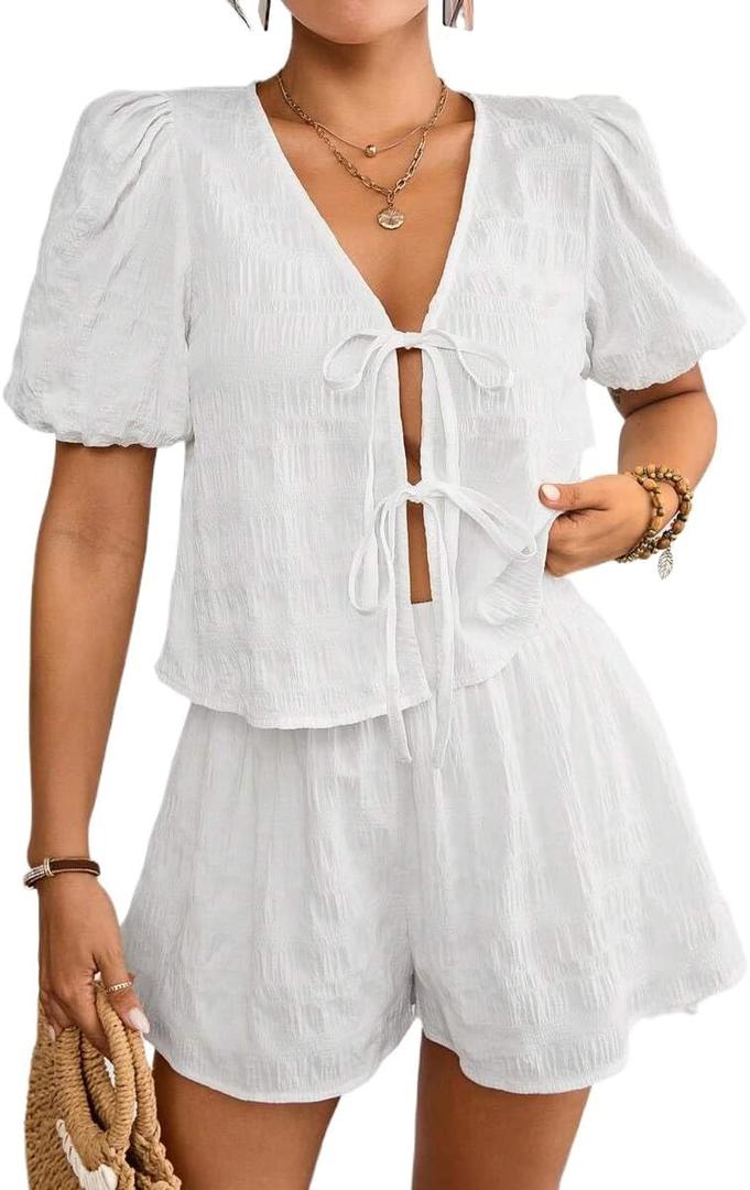 Glozeplus Women's 2 Piece Jumpsuit Floral Print Summer Half Sleeve Thin Coat Bodycon Short Pant Set Outfits