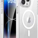 Miracase Magnetic for iPhone 14 Pro Max Case with Screen Protector, Compatible with MagSafe Accessories [Not-Yellowing], Shockproof Slim Phone Case for iPhone 14 Pro Max, Clear Magnetic