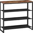 HOOBRO Shoe Rack, 4 Tier Shoe Storage Organizer with 3 Oxford Fabric Shelves and Top Panel, Holds 12-16 Pairs of Shoes for Entryway and Closet, Industrial, Rustic Brown BF47XJ01G1