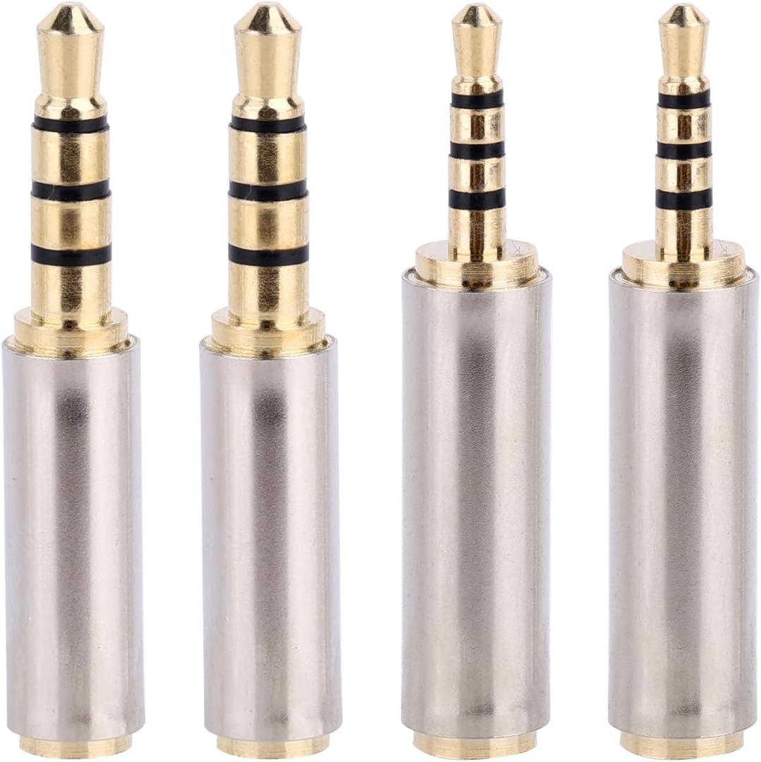 4pcs 2.5mm to 3.5mm & 3.5mm to 2.5mm Stereo/Mono Audio Adapters, Male-to-Female Stereo Audio Converter Jack Adapter for Headphones Smartphones Tablets Mic Television