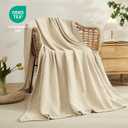 EMME Cotton Throw Blanket for Couch Soft Muslin Blankets 50"x60" Lightweight Breathable Blanket Light Tan All Season Gauze Blanket