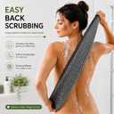2 x Exfoliating Washcloth for Body, Long Exfoliating Shower Towel & Back Scrubber, Gentle Body Scrub Cloth for Daily Exfoliation, Quick Dry Open-Weave Shower Cloth, Black