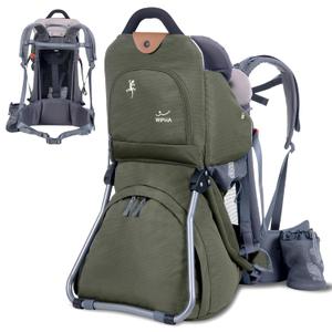 WIPHA Baby Backpack Carrier, Comfort Toddler Carrier Hiking Backpack with Canopy, Adjustable Lightweight Child Carrier (creeper III green)