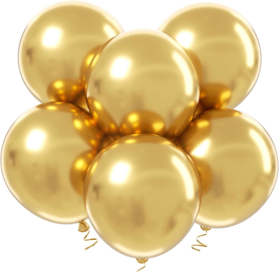 18 Inch Metallic Gold Balloons - 35Pcs Large Thick Gold Balloons Big Round Chrome Gold Latex Balloons for Birthday Baby Shower Wedding Graduation Gold Themed Party Decorations