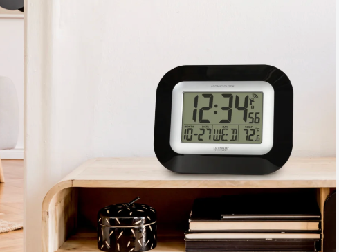 La Crosse Technology Atomic Wall/Table Clock, 7.2inch H x 8.95inch W x 1.2inch D (WT8005UB)