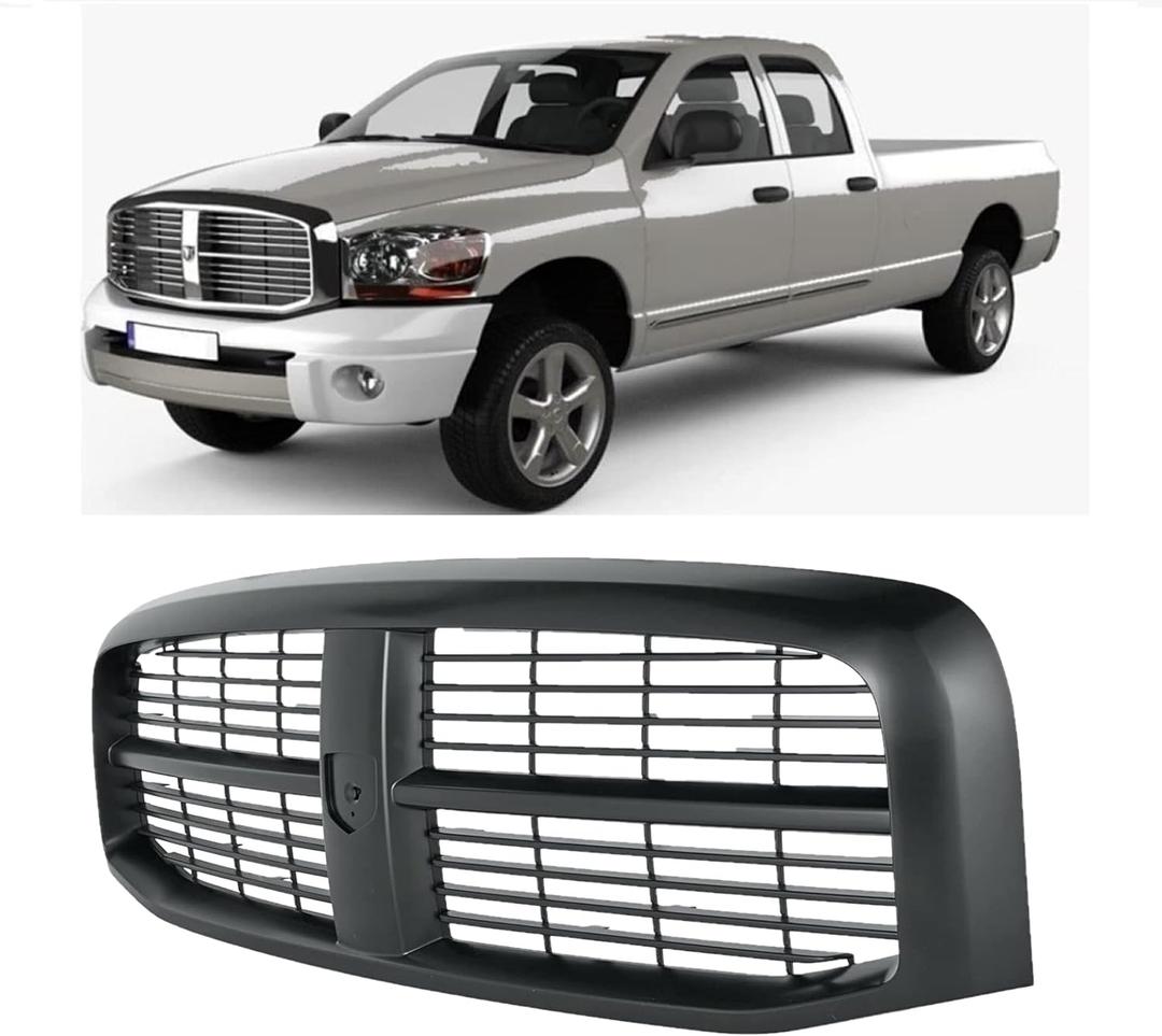 Front Grille Assembly - Compatible With Dodge Ram 1500 / 2500 / 3500 Grills 2006-2009 - Black Frame & Insert