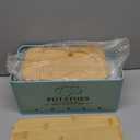 Kitchen Vegetable Storage Set of 3, Metal Onion Garlic Potato Storage Set, Kitchen Canisters Vegetable Keeper Containers with Aerating Holes and Wooden Lid (Blue)