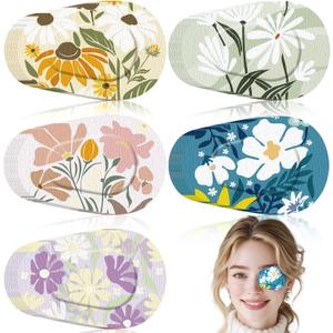 Geiserailie 50 Pcs Disposable Eye Patches for Adults with 5 Styles Vintage Boho Flower Designs Gentle Removal Eyepatches Adhesive Eyepatches for Lazy Eye Women Girl Gift