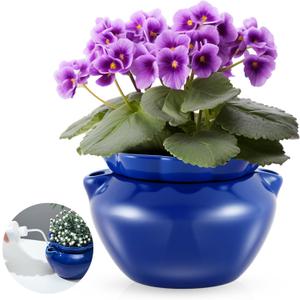 1 Sets African Violet Pots 7.5 Inch Self Watering Pot for Indoor Ceramic Self Watering Planter for Flower Lovers Ideal Plant Pot Thriving Flower Maintenance