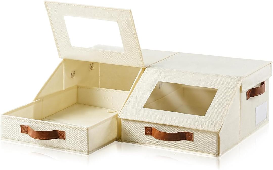 Closet Organizers and Storage, Stackable Closet Drawers, Fabric Storage Bins, Foldable Linen Organizer for Underwear, Clothes, Hat Storage,Wardrobe Space-Saving (2-pack)