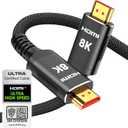 Snowkids 8K Certified HDMI 2.1 Cable 10 ft, Non-Slip Nylon Braided, 48Gbps Ultra High-Speed HDMI Cables Cord, 10K 8K@60Hz, 4K@120Hz Compatible for TV/PS-5/X-box/Projector/Sound System & More (Black)