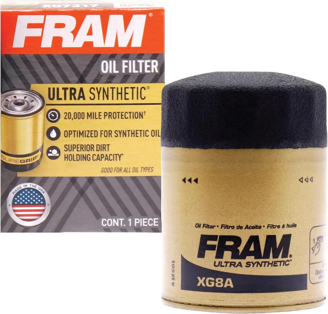 FRAM Ultra Synthetic XG8A 20K Mile Change Automotive Replacement Engine Oil Filter for Synthetic Oil Changes, Premium Vehicle Engine Protection Oil Filter for Select Vehicle Model Years