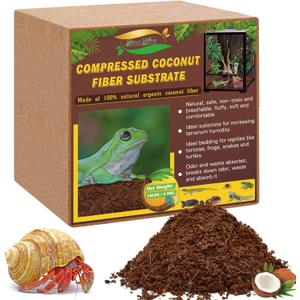 ZeeDix 10LB Compressed Coconut Fiber Substrate, 100% Organic Coco Coir Fiber Brick Husk Substrate Bedding for Reptiles, Geckos, Lizards, Tortoises, Ball Python, Frogs
