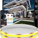 100ft COB Outdoor LED Strip Lights Waterproof,Dimmable 6500K Bright White,IP68 Outside Led Light Strips Waterproof with App Remote Control,Music Sync Exterior Led Rope Lights 
