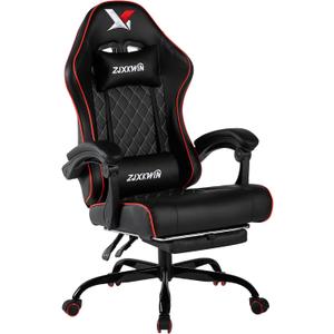 Gaming Chair with Pocket Spring Cushion, Ergonomic High Back Computer Chair with Footrest and Lumbar Support, Adjustable Height 360 Swivel Recliner, Red