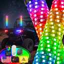 Ehaho 2PCS 2FT Fat Whip Lights for UTV ATV, Led Fatty Whip Light W/Rocker Switch & 6 Flags, Brighter Spiral Chasing Lighted Antenna Whip with APP & Remote Control for RZR SXS Can-Am X3 Off-Road