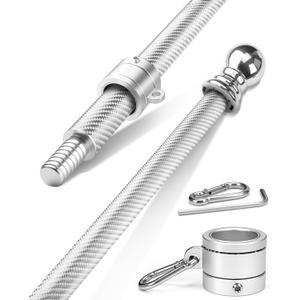6FT Carbon Fiber Flag Pole for Outside House Silver Porch Flagpole, 1 Inch Diameter, Rustproof, 360 Rotating Flag Rings & Stainless Steel Carabiners Included, for All Weather