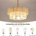 17.7 inchesHand Woven Rattan Chandelier Boho Pendant Light, Adjustable Coastal Hanging Light for Kitchen Island Dining Room Living Room, White, UL Listed, 1 Pack