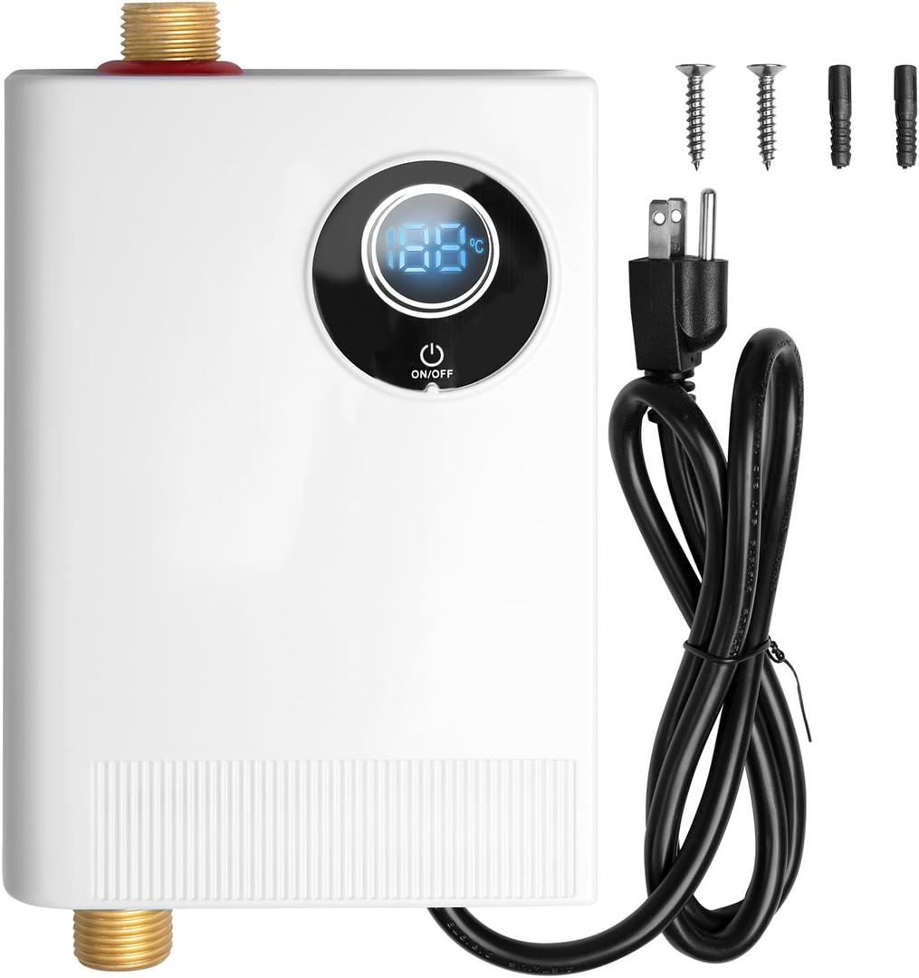 110V Tankless Electric Water Heater, 3000W Compact Under-Sink Heater, Adjustable Fahrenheit & Celsius, Energy Efficient, Quick Installation