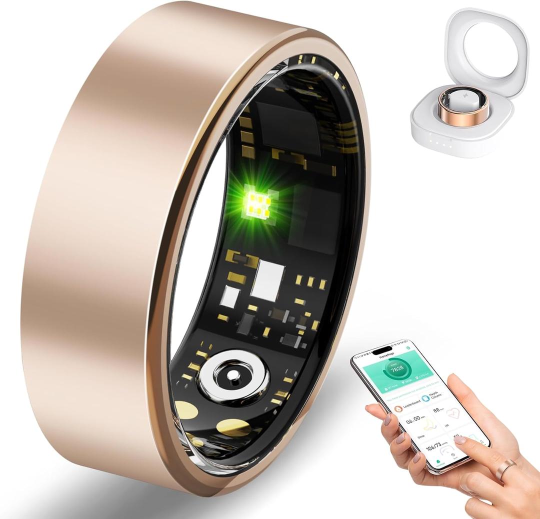 Smart Ring for Women Men, Sleep Tracker Ring with Heart Rate, Blood Oxygen, Fitness Ring for Activity Tracker/Steps/Calories, No Subscription, Waterproof Health Rings,Utra Battery Life (Rose Gold, 10)