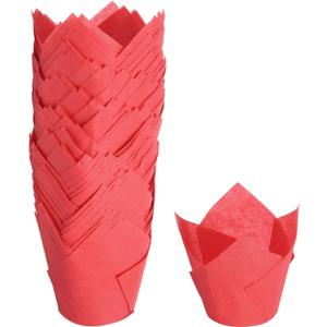 uxcell 150Pcs Tulip Baking Cups Cupcake Muffins Liners Paper Greaseproof Wrappers for Wedding Birthday Party Festivals Christmas(3.1" x 2", Red)