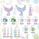 21pcs Mermaid Cake Topper - Mermaid Tail Cake Decorations with Seaweed Shells Starfish Coralal Under the Sea Cake Decorations for Birthday Party Decorations (Blue Purple)