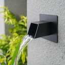2 Inch 316 Stainless Steel Square Water Fountain Spout with Integrated Spray Baffle, Waterfall Spillway Scupper for Outdoor Decors, Pools, Ponds, Water Walls (Black)