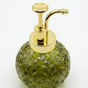 Birugen Vintage Soap Dispenser for Bathroom,Glass Kitchen Soap Dispenser with Pump, Farmhouse Antique,Cute Small Rustic Decor(Green Gold)