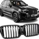 Front Kidney Grille Upper Grill Replacement for 2022 2023 2024 BMW X3 G01 X4 G02, Single Slat, Gloss Black